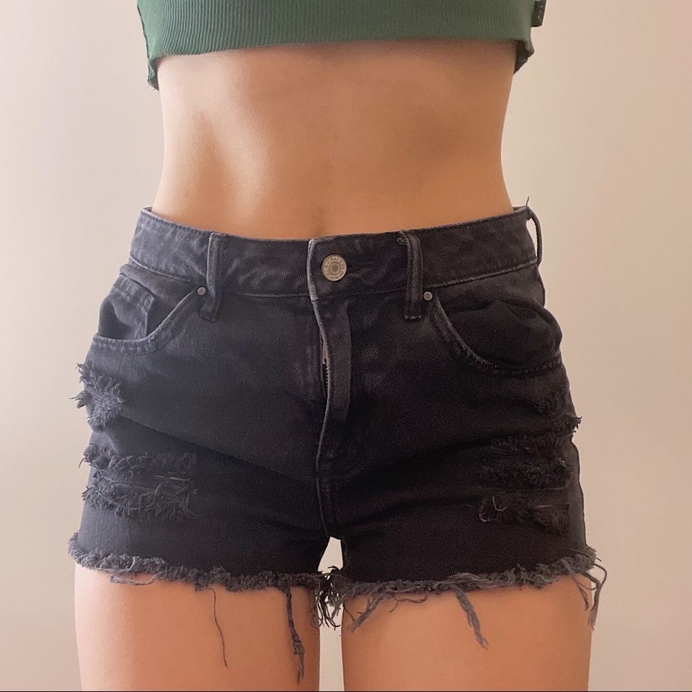pacsun black distressed denim shorts